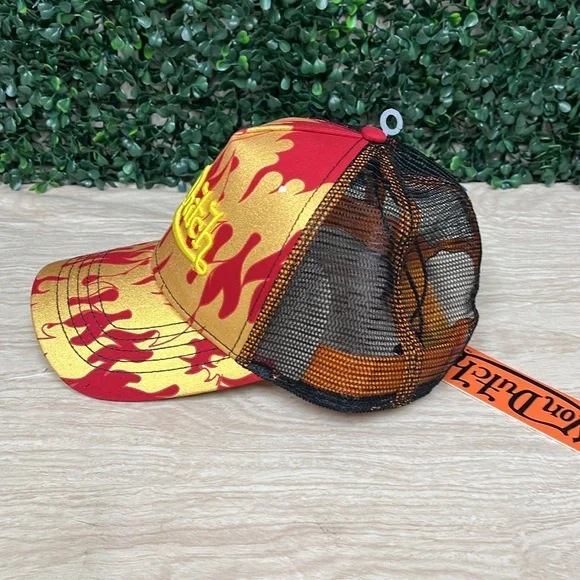 VON DUTCH CITY OF ANGELS RED YELLOW TRUCKER HAT - Picture 3 of 9